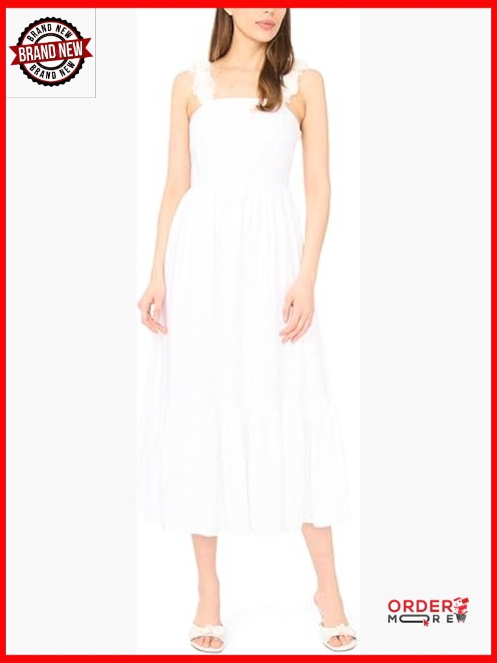 Floral Strap Tiered Midi Dress Square Neck Sleeveless Zipper Closure Maxi
